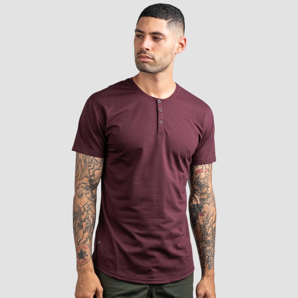NWT BYLT Signature Drop Cut Henley - Maroon